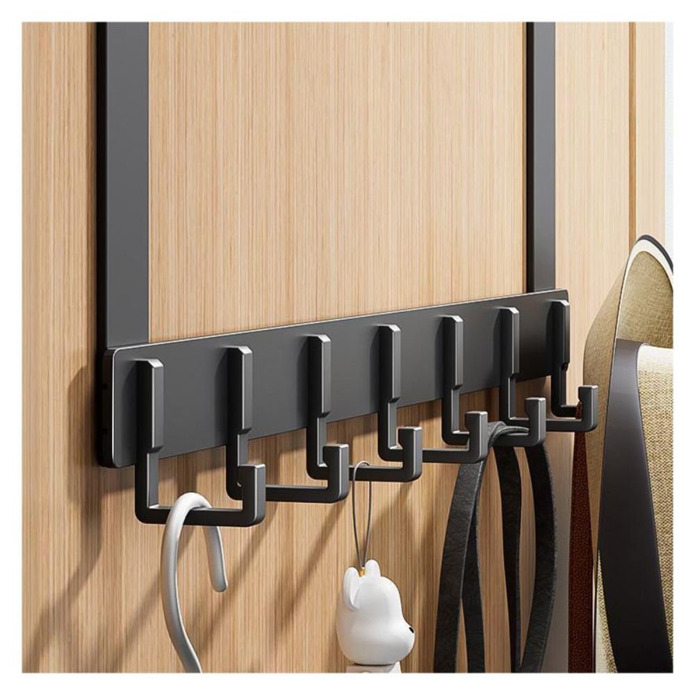 Kitchen Uncle - ตะขอเก็บของเหนือประตู 6 ตะขอเสื้อผ้าหมวกผ้าเช็ดตัวแขวน Home Organizer Rack