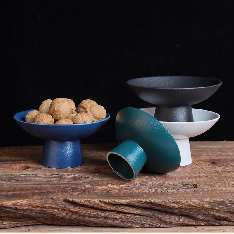 Cake Board Round - ชามผลไม้เซรามิกจีนถาดการจัดเก็บของเบ็ดเตล็ดน๊อตผลไม้ทรงกลมสีขาวสุดสร้างสรรค์ชามใส่ขนมหวานบนโต๊ะบนโต๊ะอาหาร