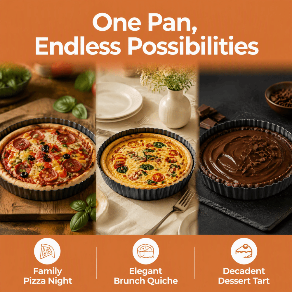Tart Pan Loose - ถาดอบทาร์ตขนาด 6/8/13 นิ้ว ทำจากเหล็กคาร์บอน ฐานถอดได้ ขอบหยัก