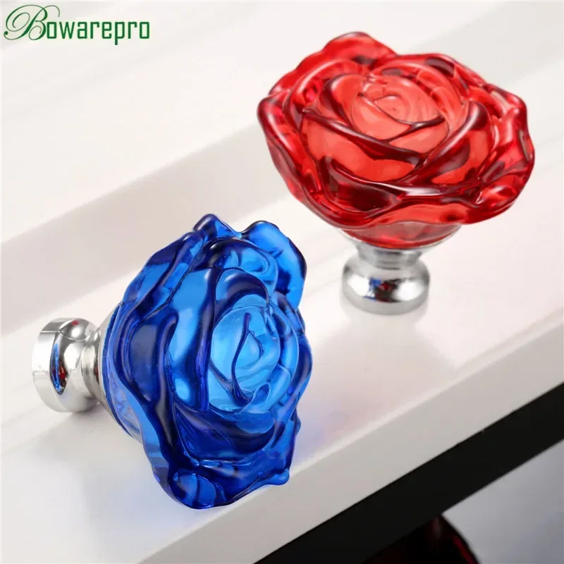 Kitchen Uncle - Bowarepro 50 มม.คริสตัลRoseแก้วจับตู้ลิ้นชักดึงตู้เสื้อผ้าครัวเฟอร์นิเจอร์ฮาร์ดแวร์Knobs Handles