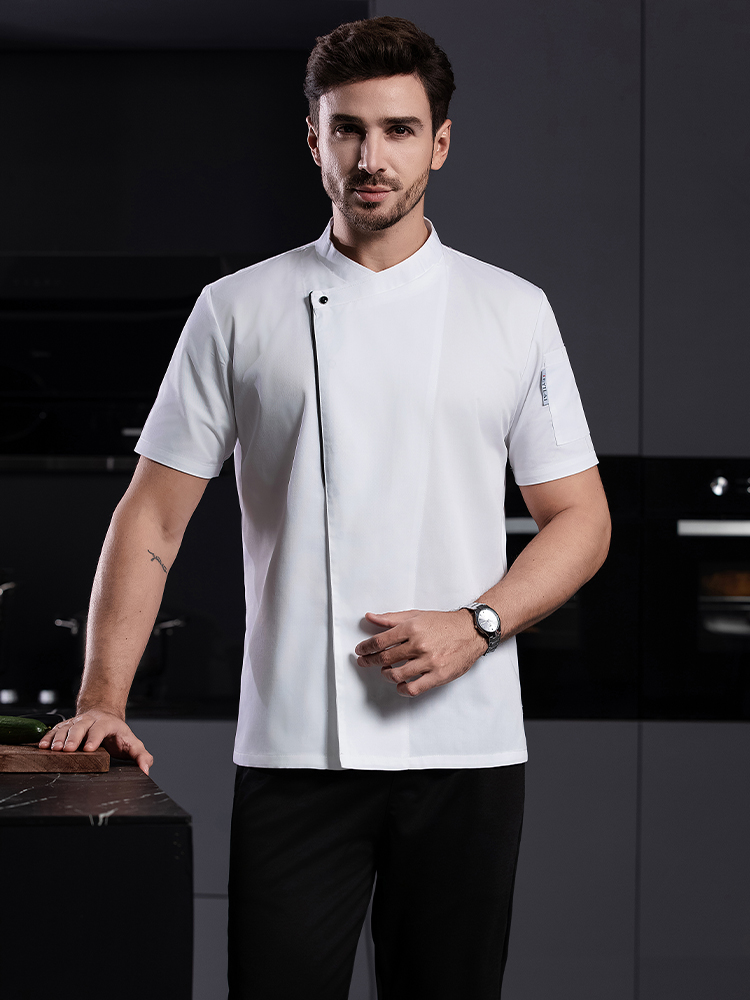 Kitchen Baker - ทําอาหารสีดําสีขาวเสื้อ Catering KITCHEN Chef Coat Baker