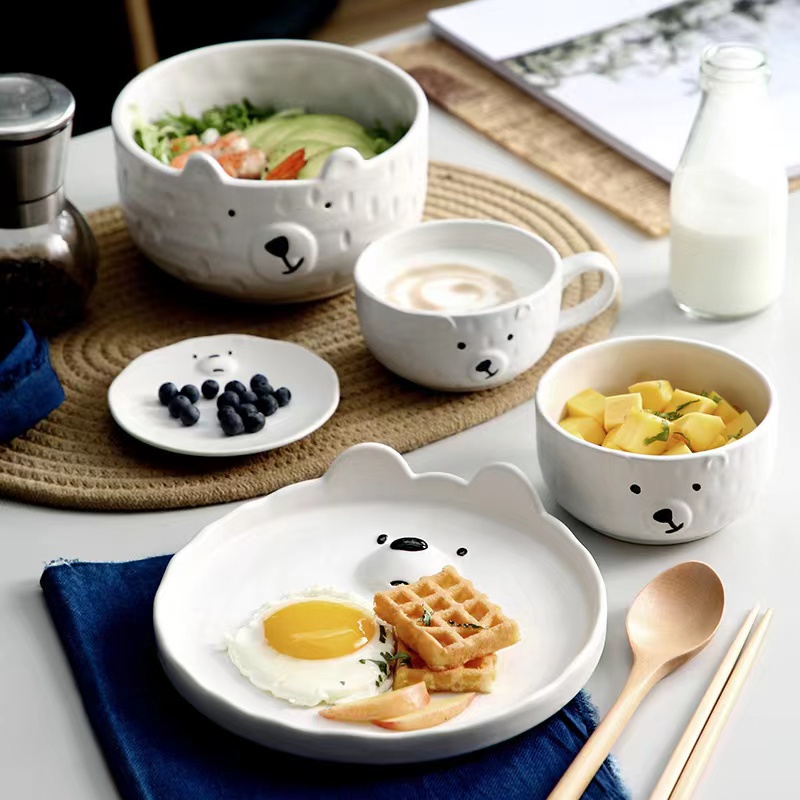 Cake Board Round - ชุดจานอาหารเซรามิกสีขาวสำหรับมื้อเย็นชุดจานอาหารน่ารักถ้วยนมแก้วกาแฟจานสำหรับเค้กซุปสลัดขนาดใหญ่แบบเกาหลี