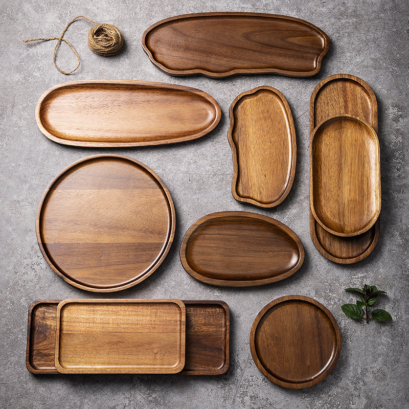 Cake Board Round - ถาดอาหารไม้เนื้อแข็ง ทรงกลม ทรงสี่เหลี่ยม จานขนมหวาน จานไม้สไตล์ญี่ปุ่น จานรองผลไม้