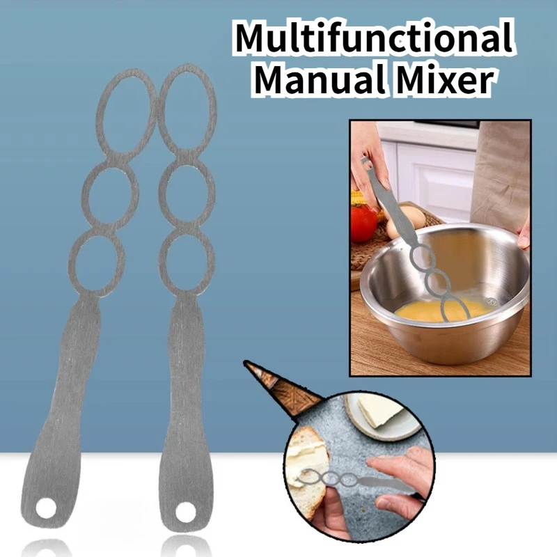 Kitchen Baking Mixer - เครื่องตีไข่สแตนเลส 304 แบบมือหมุน อุปกรณ์ผสมอาหารอเนกประสงค์ เครื่องตีครีมสำหรับใช้ในครัวเรือน อุปกรณ์ตีไข่สำหรับทำขนมในครัว