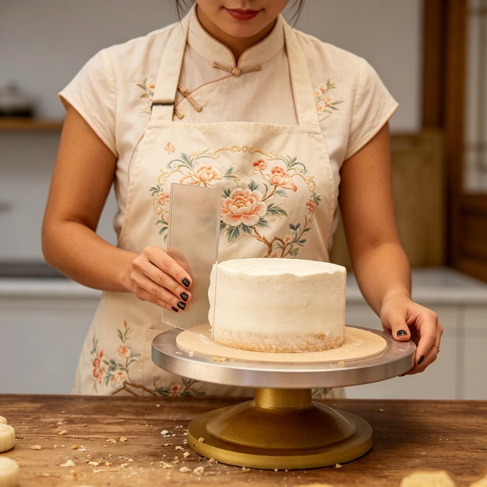 Kitchen Baking Tools - ที่ปาดหน้าเค้กอะคริลิกใส 2 ชิ้น อุปกรณ์ตกแต่งเค้ก เครื่องมือทำขนมในครัว ที่ปาดฟองดองท์