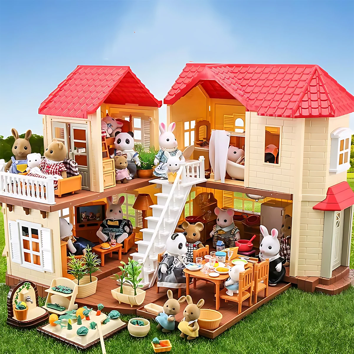 Kitchen Uncle - เฟอร์นิเจอร์จิ๋ว 1:12 ตุ๊กตาบ้าน ชุดห้องครัว ห้องนั่งเล่น ห้องนอน