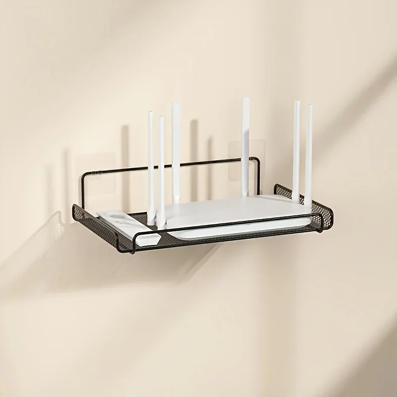 Kitchen Uncle - ชั้นวางเราเตอร์สแตนเลสแบบไม่ต้องเจาะ ติดผนังสำหรับจัดเก็บเราเตอร์ WiFi อุปกรณ์ตกแต่งบ้าน ห้องน้ำ ห้องครัว