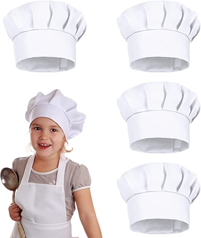 Kitchen Baker - หมวกปาร์ตี้สีขาว 4 ชิ้น หมวกเชฟเด็ก 21 ซม.