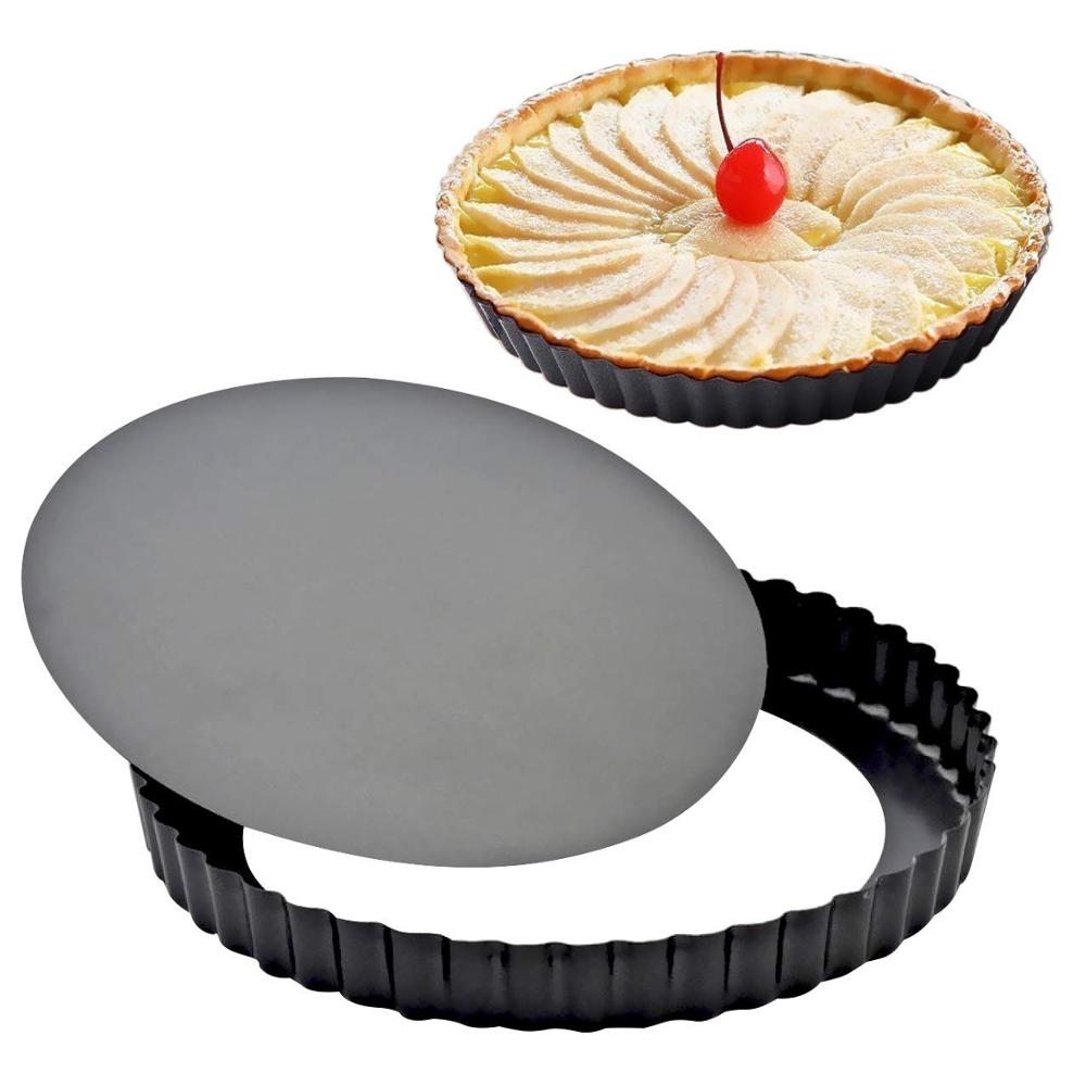 Tart Pan Loose - 24 ซม.Quiche กระทะด้านล่างแบบถอดได้ MINI Tart กระทะชุดถาดอบ