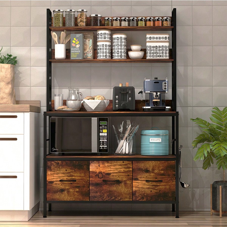 ชั้นวางของในครัวพร้อมตะกร้า 3  - Kitchen Baker บทวิจารณ์และราคา