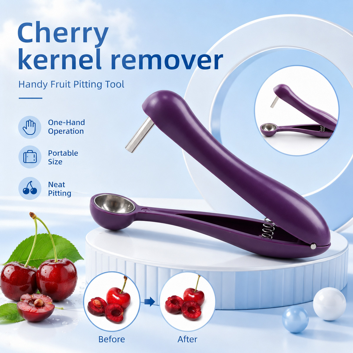 เครื่องมือแยกเมล็ดเชอร์รี่แบบม - Kitchen Baking Tools บทวิจารณ์และราคา